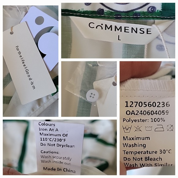Commense Sancia Cosima Sirus Grid Button Up Shirt Large NEW Casual Coastal Retro - Picture 7 of 9
